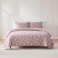 Lush Decor Zara Floral Block Reversible Cotton Quilt 3 Piece Set King/Cal King Terracotta - Floral Bedding Set - Block Print Quilt - Vintage Coquette Decor