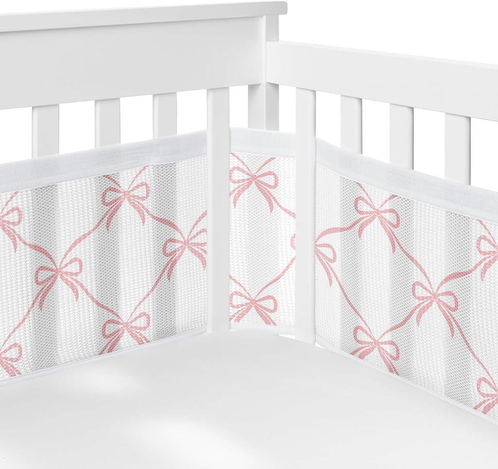 Sweet Jojo Designs 5-Piece Baby Crib Bedding Set (Pink Bows) for Girls, Infants/Nursery incl. Blanket, BreathableBaby Mesh Crib Liner, Fitted Sheet and Skirt (Elegant Bow for the Ballet Collection)