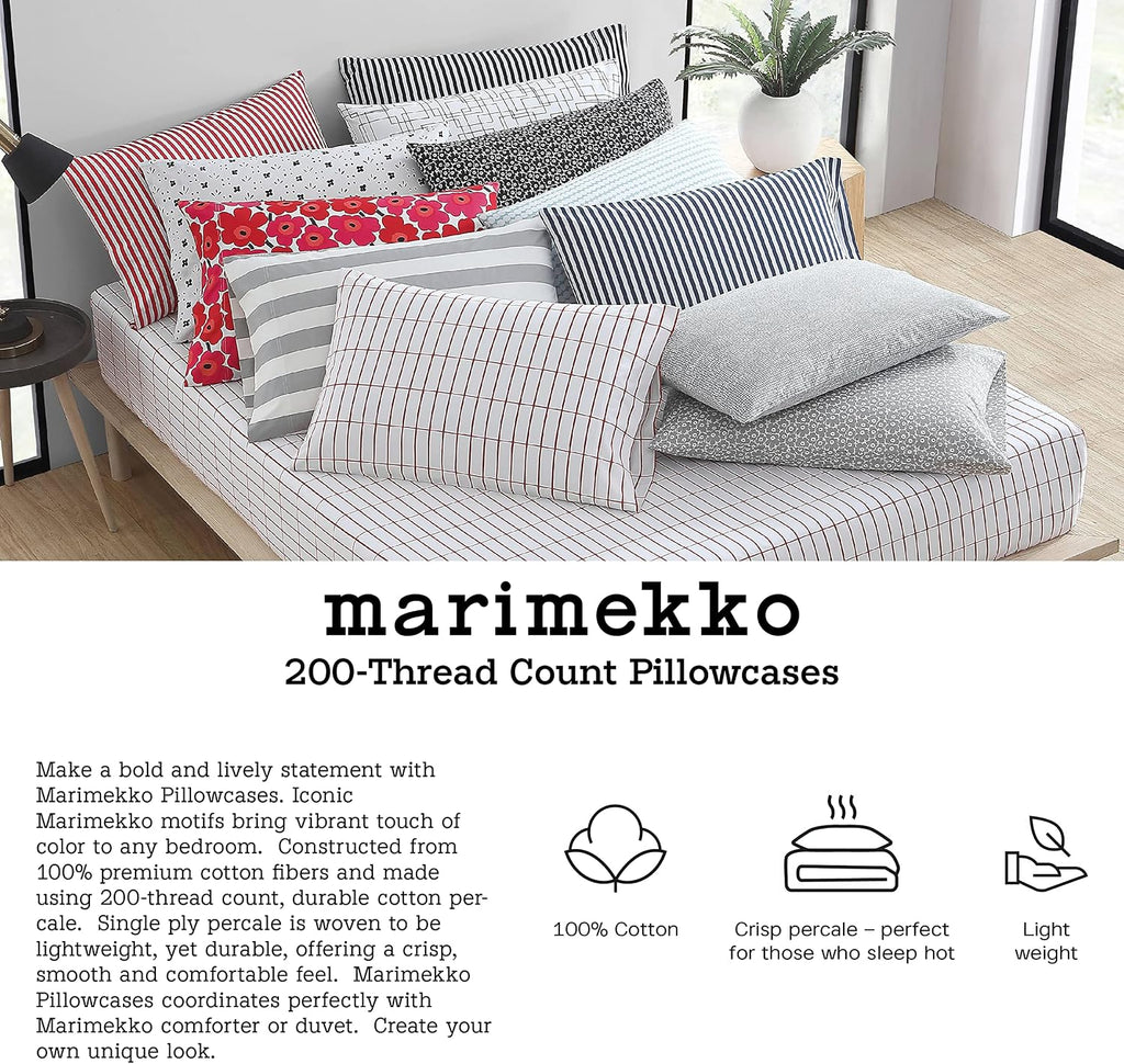 Marimekko - Twin Sheets, Cotton Percale Bedding Set, Crisp & Cool Home Decor (AJO Black, Twin/Twin XL)