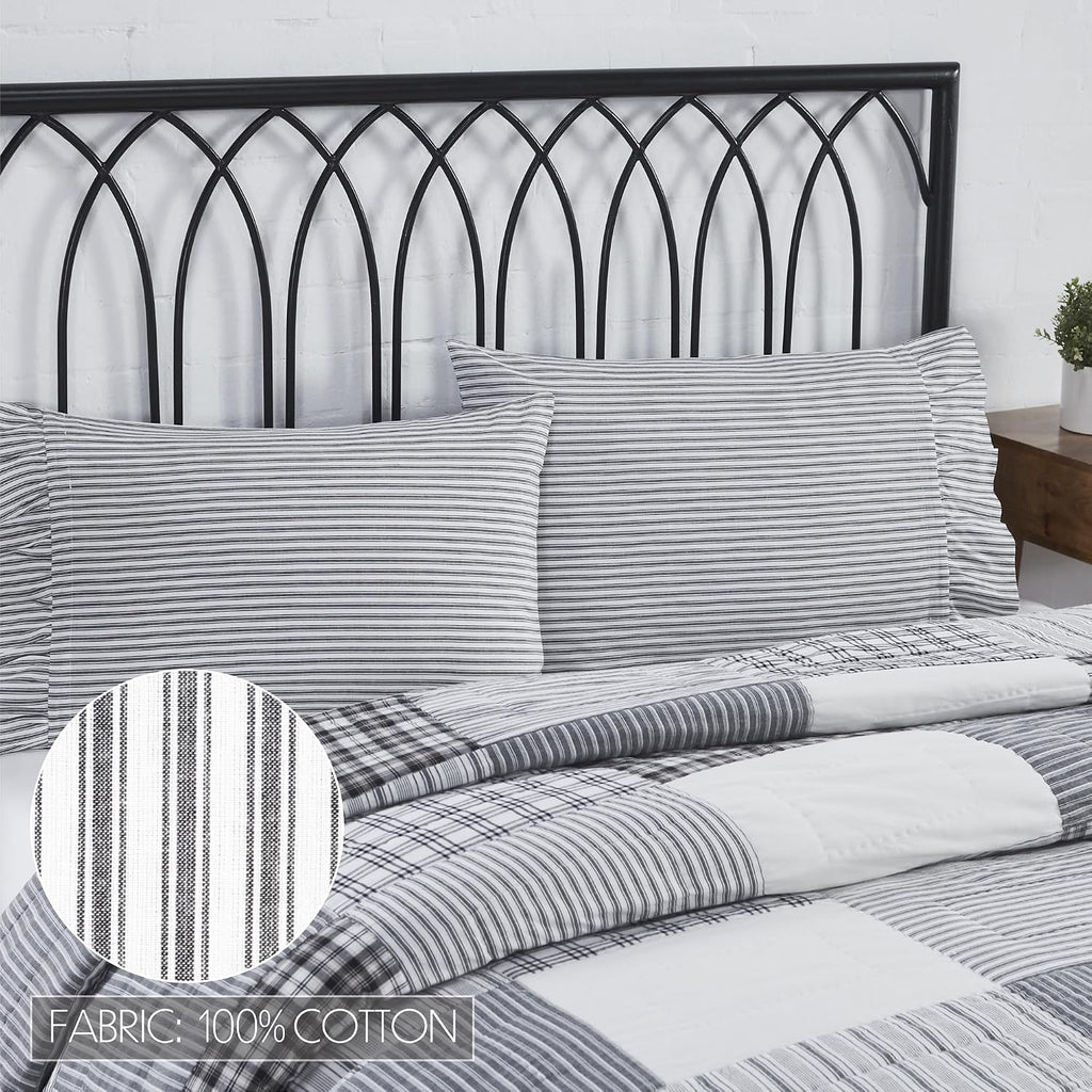 VHC Brands Sawyer Mill Black 8 Piece Twin Quilt Set (1 Quilt, 2 Standard Shams, 2 Standard Pillowcase, 2 Euro Shams, 1 Twin Bed Skirt)