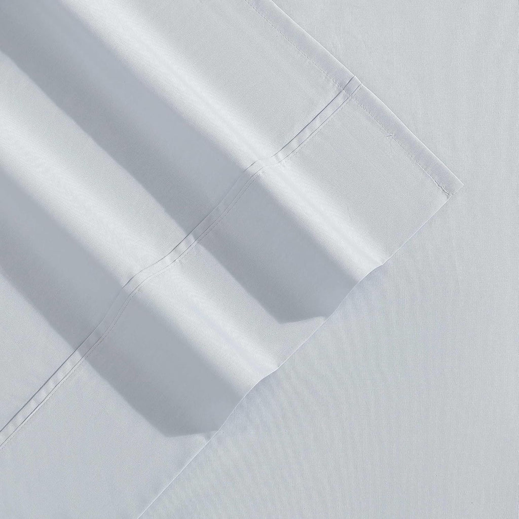 Vera Wang – Queen Sheet Set, 100% Egyptian Cotton Percale Bed Sheets with a Smooth & Crisp Feel, Deep Pockets, Bedding with Matching Fitted Sheet & Pillowcases (Blue)