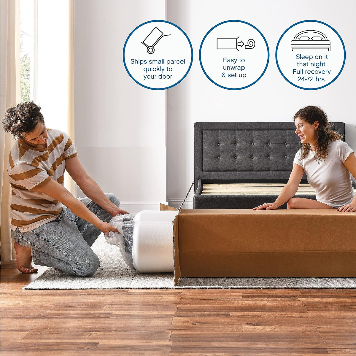 COOL GEL Memory Foam 8-Inch Mattress with Pillow, CertiPUR-US Certified, Mattress in a Box, Short Queen, White