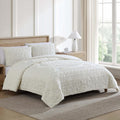 Beatrice Home Fashions Medallion Tufted Chenille Comforter 3-Piece Set, Cotton, All Season Cozy Bedding, Queen, Ivory