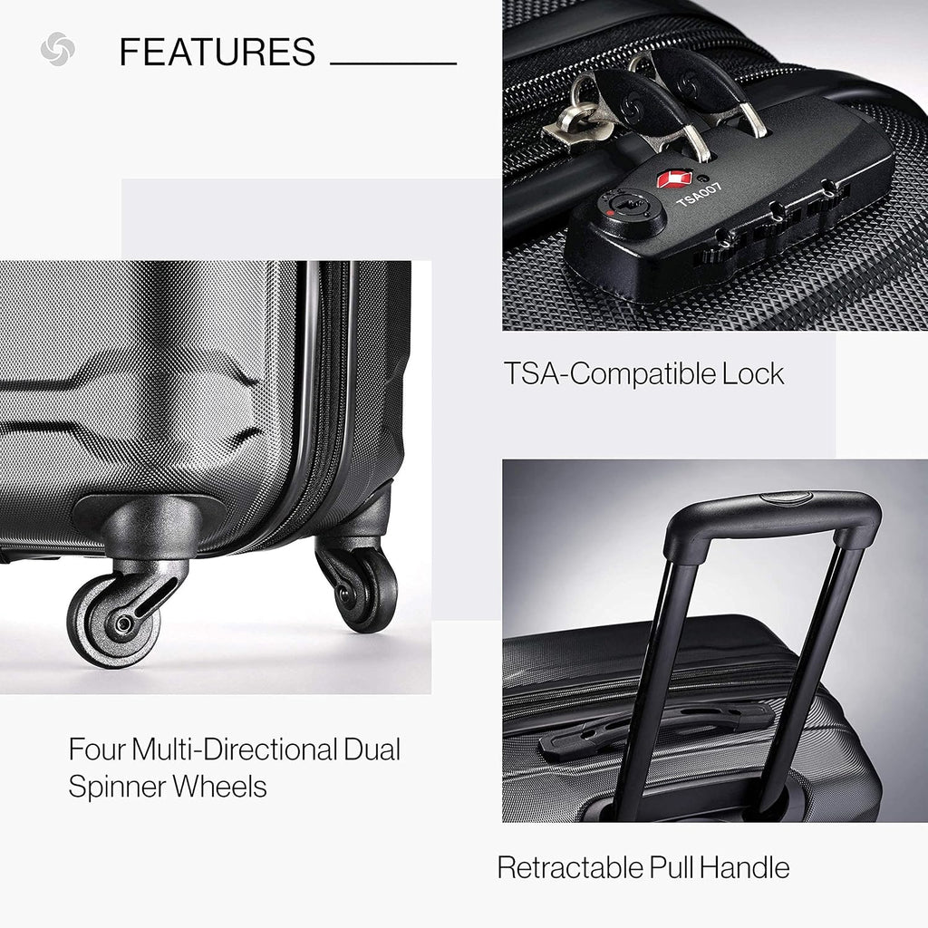 Samsonite Omni PC Hardside Expandable Luggage with Spinner Wheels, Black, 2-Piece Set (20/24)