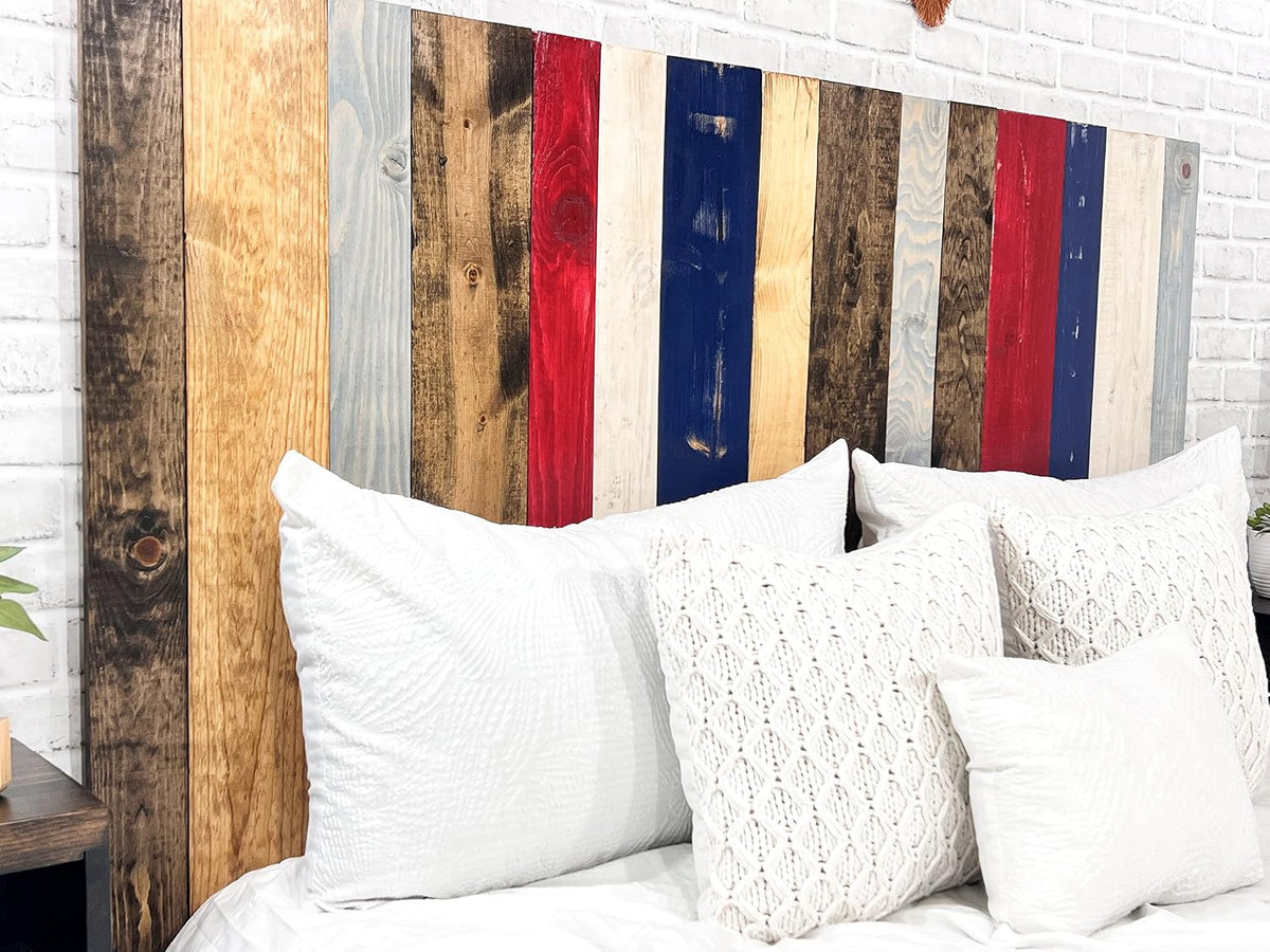 Barn Walls Solid Wood Headboard Handcrafted Americana Mix Floating Panels Wall Mount Adjustable Height Twin