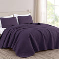 Chezmoi Collection Austin 3-Piece Oversized Bedspread Coverlet Set (Queen, Purple) (Pack of 6)