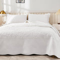 MarCielo 3-Piece 100% Cotton Oversized Bedspread Lightweight Quilt Coverlet Embroidery Farmhouse Bedding Set T0 (Bright White, Oversized King (118'x106'))