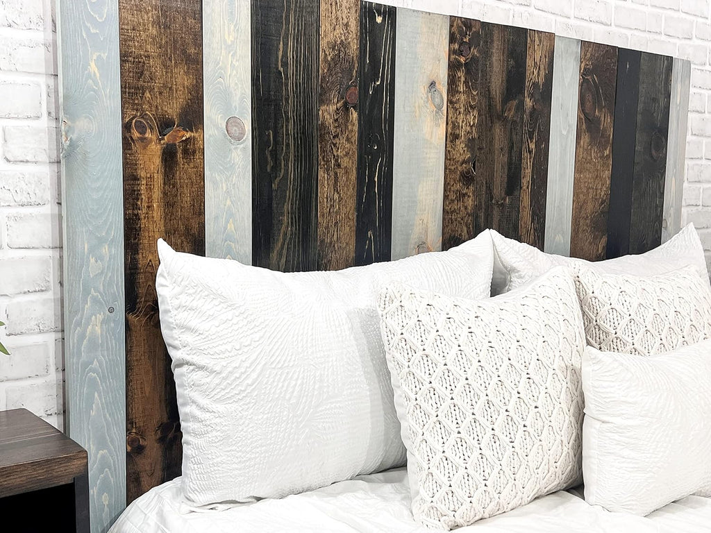 Barn Walls All Terrain Mix Design, Multicolored, Solid Wood Headboard, Floating Panels, Wall Mount, Adjustable Height, Easy Installation, California King Size
