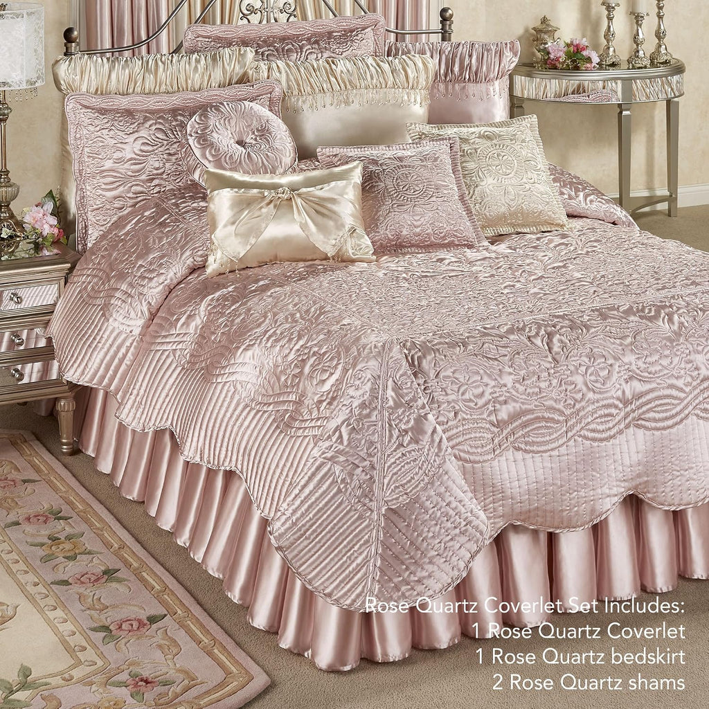 Touch of Class Prima Quilted Bedding | Rose Quartz Coverlet Set | 4 Piece Queen Set
