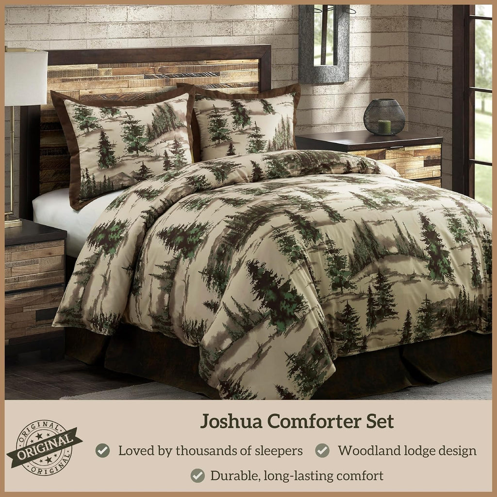 Paseo Road Cabin Bedding Joshua 3 Piece Lodge Comforter Set with Pillow Shams, Full Forest Woods Bedding, Pine Trees Comforter Set, Woodland Nature Western Rustic Bed Set