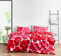 Marimekko - King Comforter Set, Cotton Bedding with Matching Shams, Lightweight Home Decor for All Seasons (Unikko Red, King)