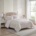 Laura Ashley – Queen Comforter Set, Soft Bedding with Matching Shams, Textured Floral Room Decor, College Dorm Room Essentials (Morning Gloria Pink)