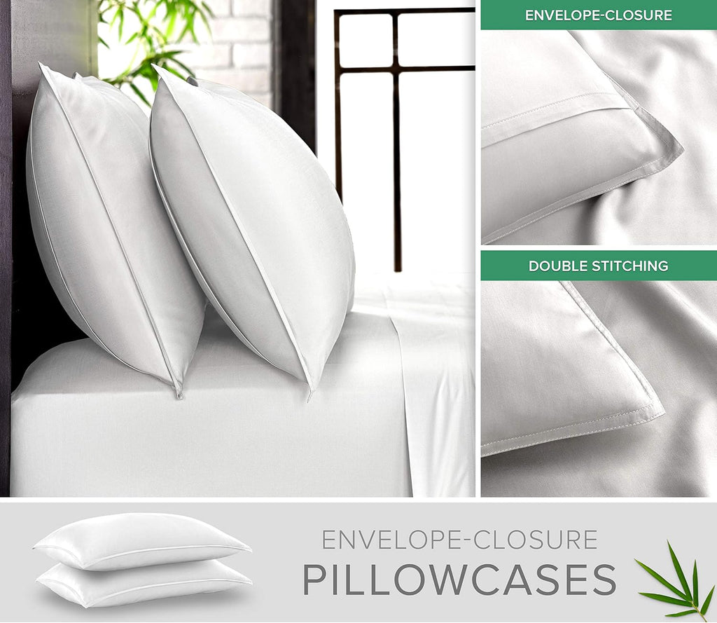 Pure Bamboo California King Sheets, Genuine 100% Organic Viscose Derived from Bamboo Bed Sheet Set, Soft & Cooling, Double Stitching, 2 Year Quality Promise (California King, White)