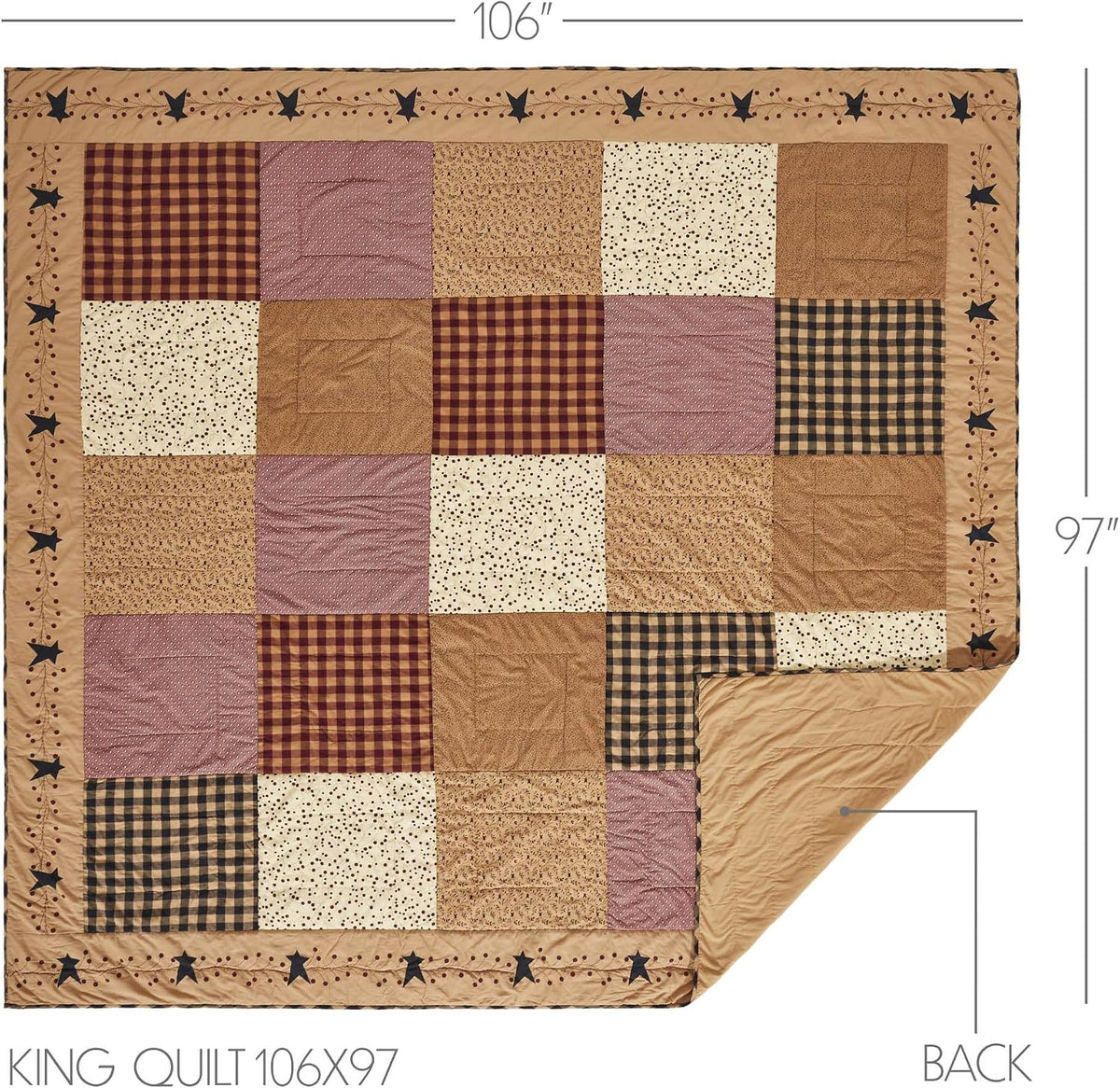 VHC Brands Pip Vinestar 3 Piece Quilt Set (1 King Quilt, 2 King Shams)
