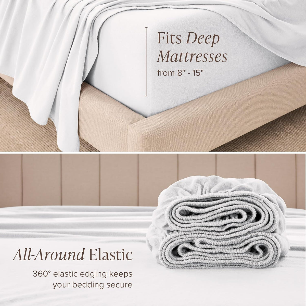 Bare Home Organic Cotton Flannel Sheet Set - Split King Size - 100% Cotton - Double Brushed for Extra Softness & Comfort - Warm, Cozy, and Durable - Breathable - Bed Sheets (Split King, White)