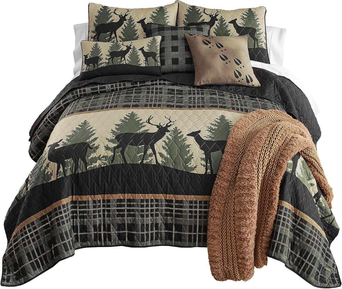 Donna Sharp Deer Walk-King Quilt Set, Measures 110 x 96, Includes 1 Quilt and 2 King Shams, Machine Washable