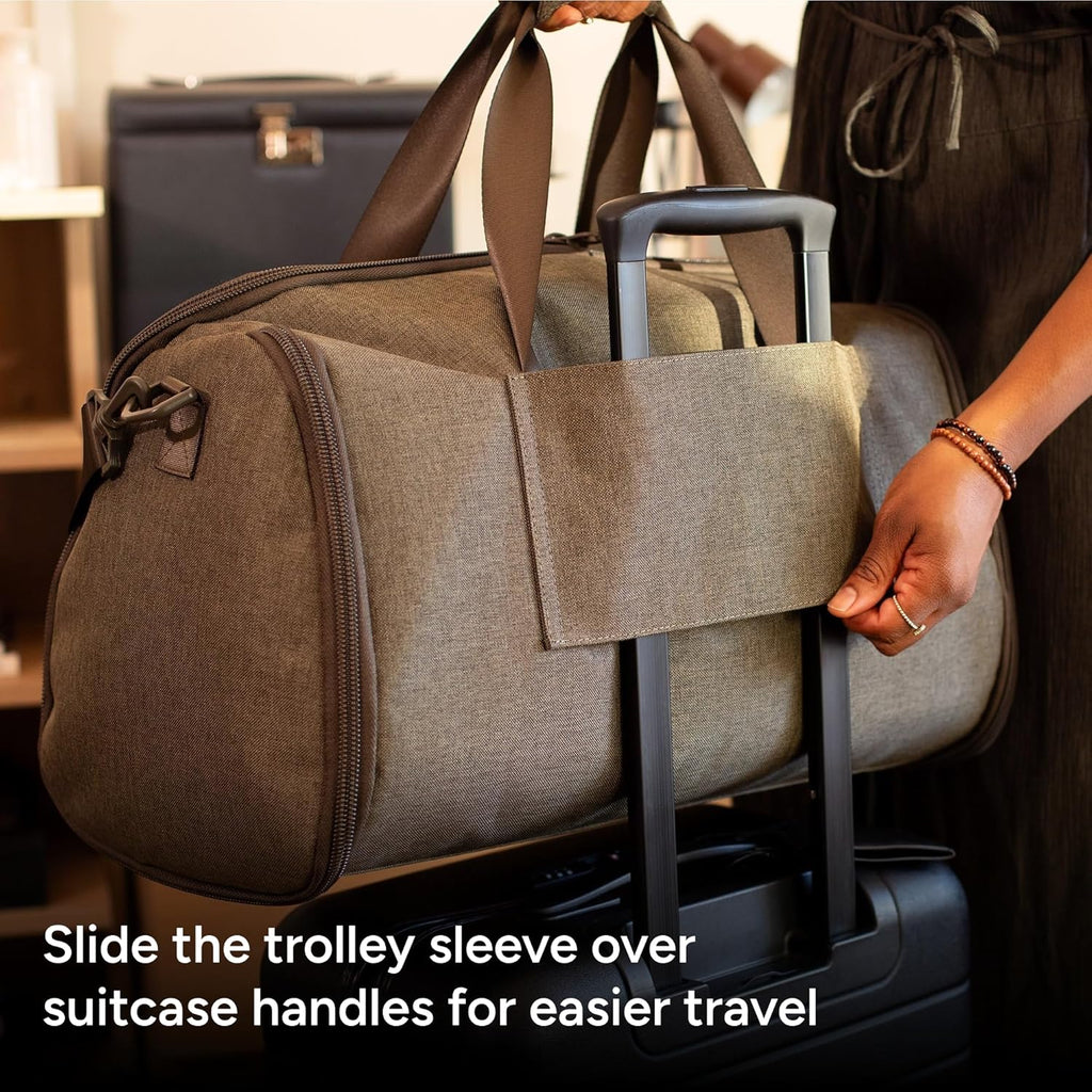 Halfday Convertible 2-in-1 Garment Duffel Weekender Bag 40L: Wrinkle-Free Travel (Hanging Suit Compartment, Shoe Pockets, Trolley Sleeve), Durable & Water-Resistant Carry-on, Coast