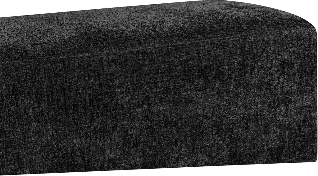 Meridian Furniture 22058Black Alora Collection Art Deco Bench with Soft Polyester Fabric, Black Finish Solid Wood Frame, 60.5' W x 18' D x 18' H, Black