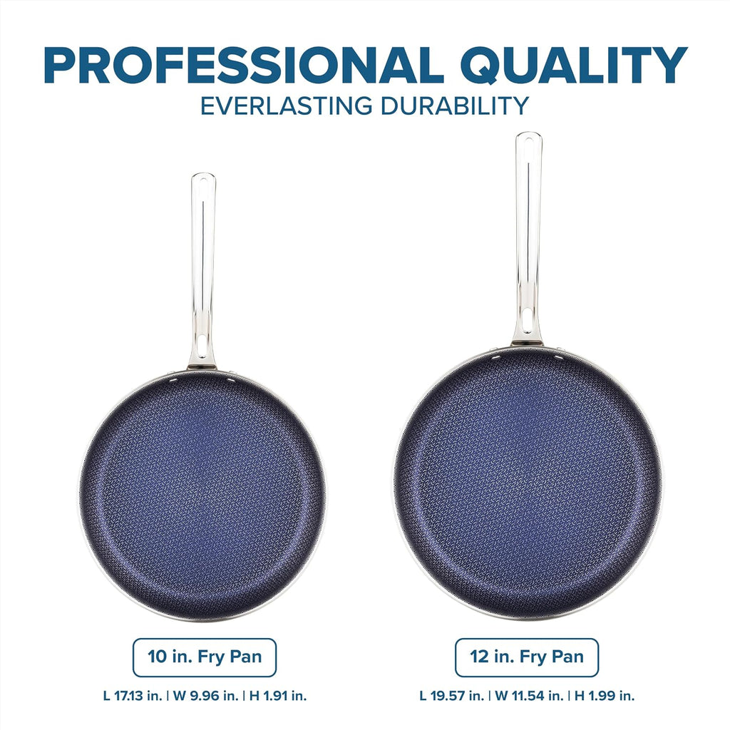 Viking 3-Ply Non Stick Frying Pans, 2-Piece Hybrid Plus Stainless Steel, 9.5 and 11 Inch, Silver