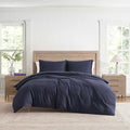 Tommy Hilfiger - Comforter Set, Luxuriously Soft Cotton Matelassé Bedding with Matching Shams, Textured Design (Monogram Navy, King)