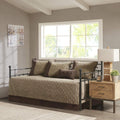 Madison Park Daybed Cover Set - Trendy Design, All Season Luxury Bedding with Bedskirt, Matching Shams, Decorative Pillow, Diamond Quilted Faux Suede Reversible Brown 75'x39' 6 Piece