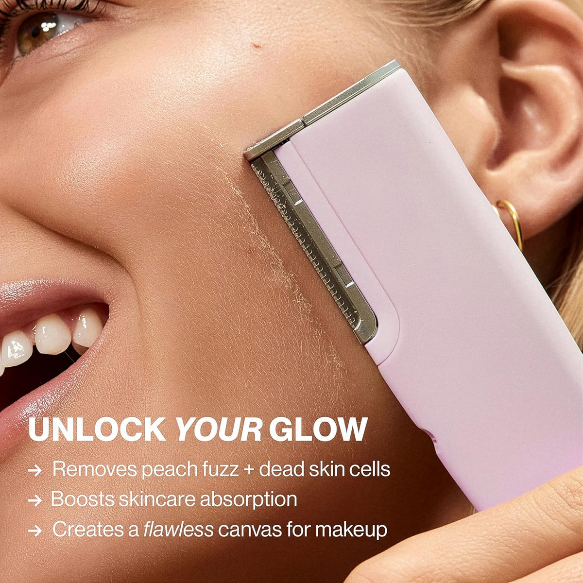 DERMAFLASH LUXE+ Sonic Dermaplaning Tool for Face Peach Fuzz Removal, Anti-Aging and Exfoliation