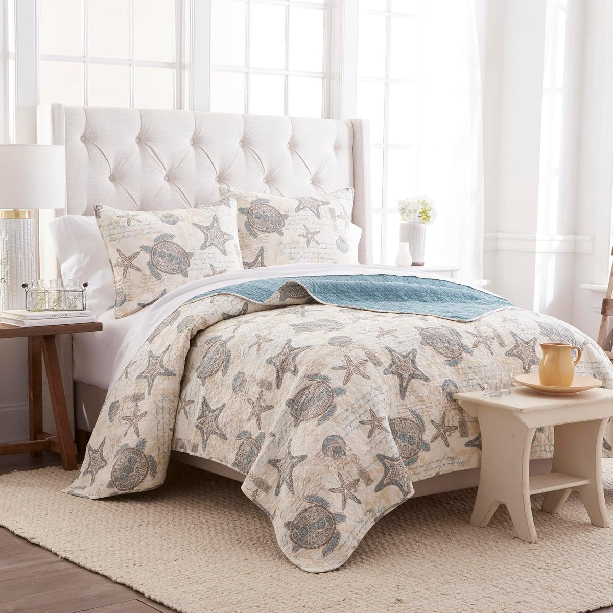 C&F Home Amber Sands 3-Piece Full/Queen Cotton Blend Quilt Set Versatile Summer Nautical Coastal Beach House Reversible Machine Wash Lightweight Bedspread Coverlet Bedding Bedroom Decor Decoration