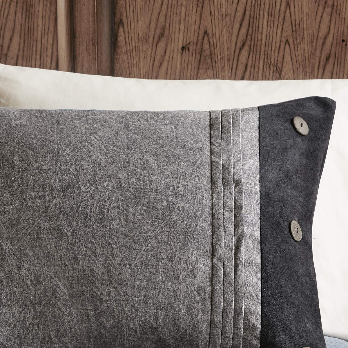 Madison Park Boone Cozy Comforter Set, Faux Suede, Deluxe Hotel Styling All Season Down Alternative Bedding Matching Shams, Decorative Pillow, King (104 in x 92 in), Rustic Grey 7 Piece Dark Grey 7pcs