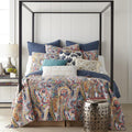 Levtex Home - Nanette Quilt Set - Full/Queen Quilt (88x92in.)+ Two Standard Pillow Shams (26x20in.) - Bohemian Paisley - Navy, Teal, Green, Red, Gold, Pink - Reversible - Cotton Fabric