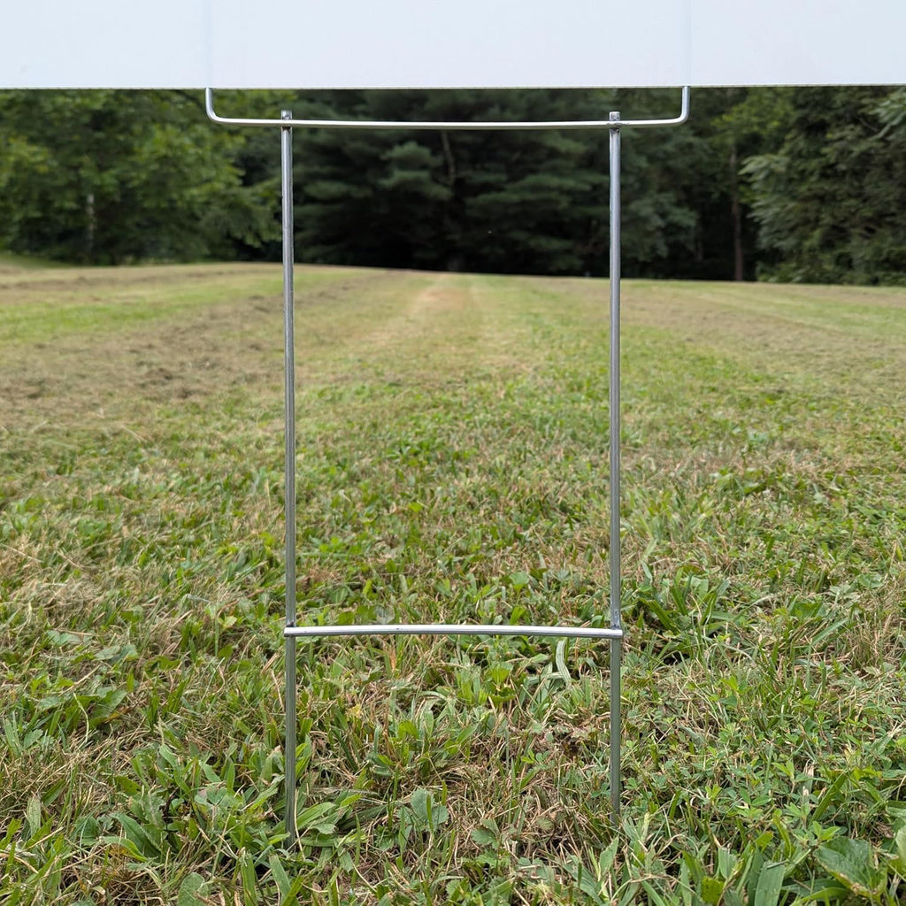 Heavy Duty Yard Sign Stakes, 30 inch Goalpost H Stakes, American Made, Overlap Weld for Maximum Strength, Galvanized Steel (50 Pack)