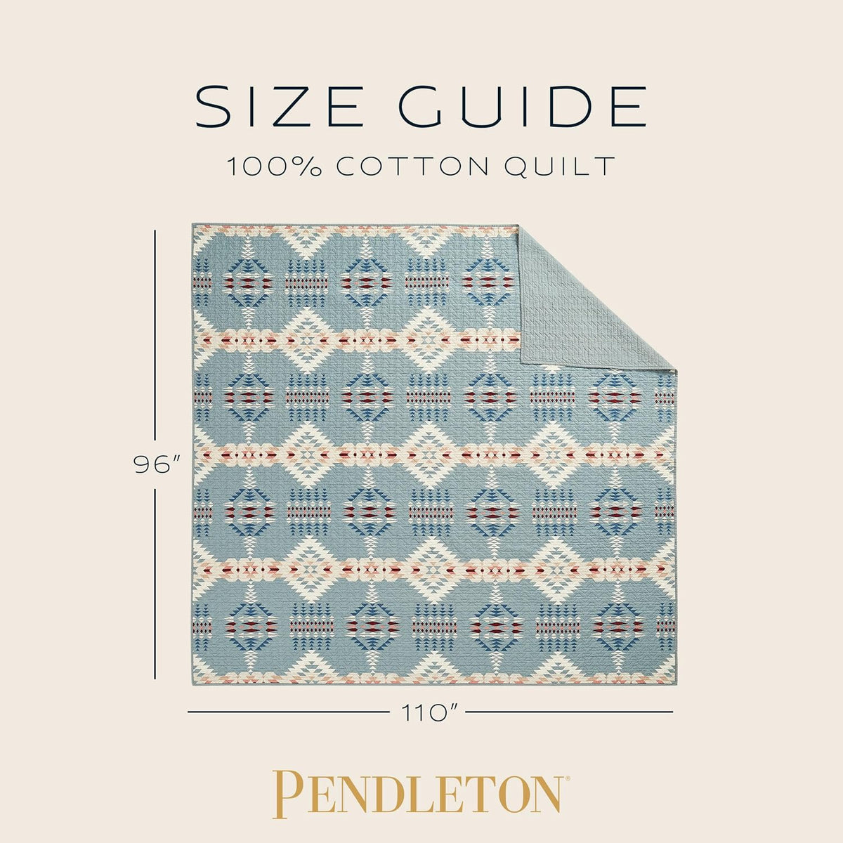 Pendleton King Quilt Set – 100% Cotton 3 Piece Quilt Set with Shams, Soft Lightweight Bedding for King Size Bed, Light Blue Patterned Comforter Alternative, King Bedding Set (Rancho Arroyo)