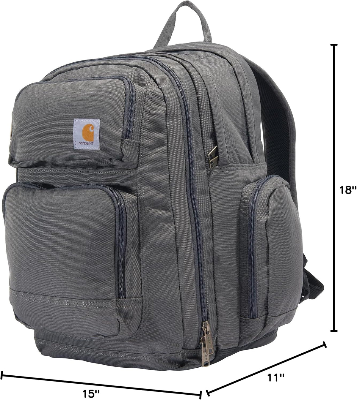 Carhartt 35L Triple-Compartment Backpack, Durable Pack with Laptop Sleeve and Duravax Abrasion Resistant Base, Gravel