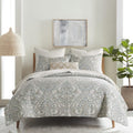 Levtex Home - Assisi Quilt Set - Twin/Twin XL Quilt and One Standard Sham - Regal Floral- Cream, Green, Blue and Taupe - Quilt (68x86in.) and Sham (20x26in.) - Reversible - Cotton/Cotton