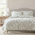 Martha Stewart - Twin Comforter Set, Soft Cotton with Crisp & Tailored Naturally Smooth Cotton Percale Reverse, 2 Piece Bed Set with Matching Pillowcase (Hazel Floral Beige)