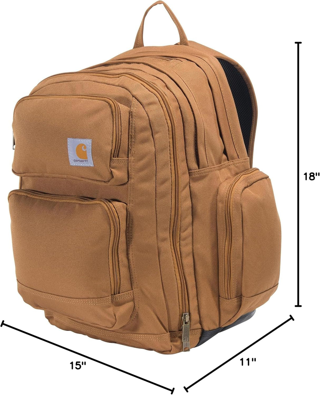 Carhartt 35L Triple-Compartment Backpack, Durable Pack with Laptop Sleeve and Duravax Abrasion Resistant Base, Carhartt Brown