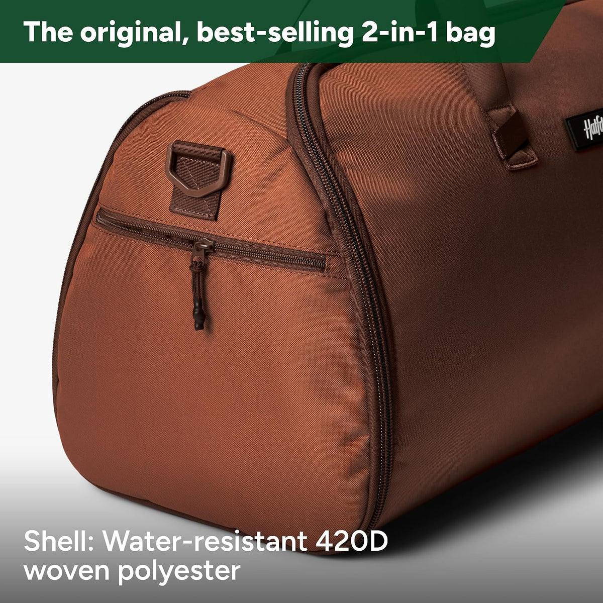 Halfday Convertible 2-in-1 Garment Duffel Weekender Bag 45L: Wrinkle-Free Travel (Hanging Suit Compartment, Shoe Pockets, Trolley Sleeve), Durable & Water-Resistant Carry-on, Terracotta