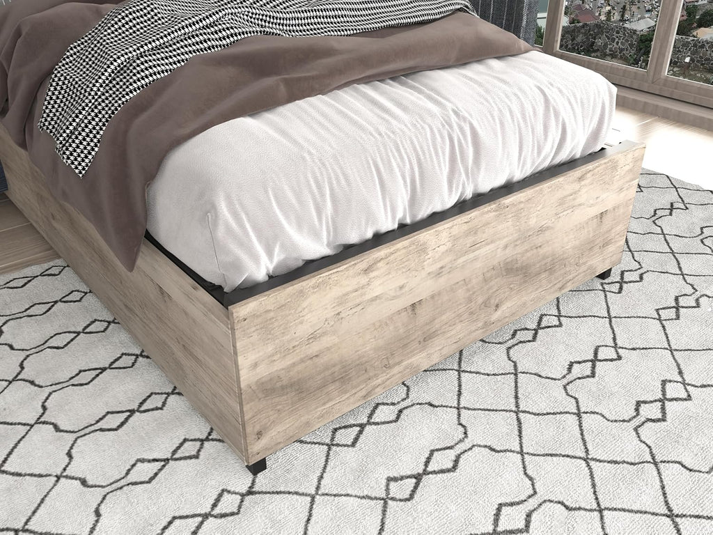 Twin Bed Frame with 4 Storage Drawers,Storage Headboard with Charging Station, Solid and Stable, Noise Free, No Box Spring Needed, Easy Assembly,Gray (Twin)