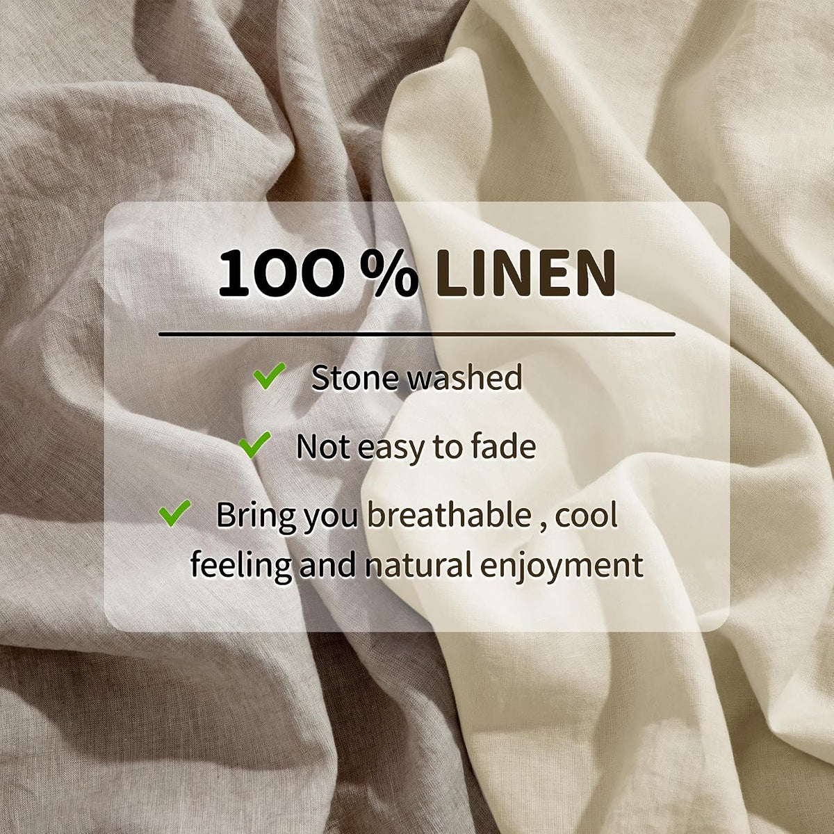 LBRO2M 100% Pure Linen Sheet Set Deep Pocket Up to 16' Bed Sheets Sets, Natural Flax Beddings Soft, Breathable, Comfortable for All Seasons 4 Pcs Sheet Set Queen Size, Beige