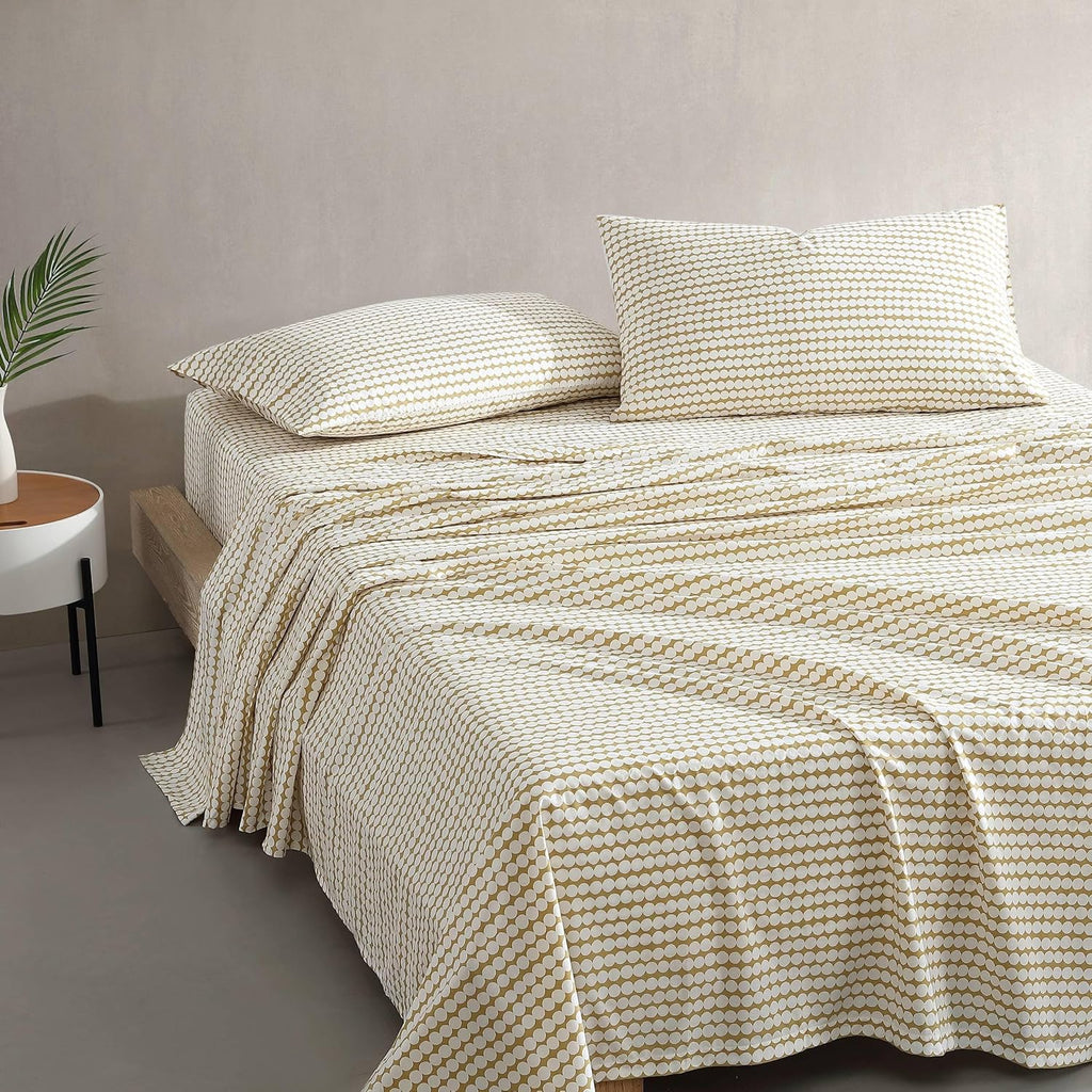 Marimekko - King Sheets, Organic Cotton Bedding Set, Luxuriously Soft & Smooth Home Decor, GOTS Certified (Pikku Rasymatto Beige, King)