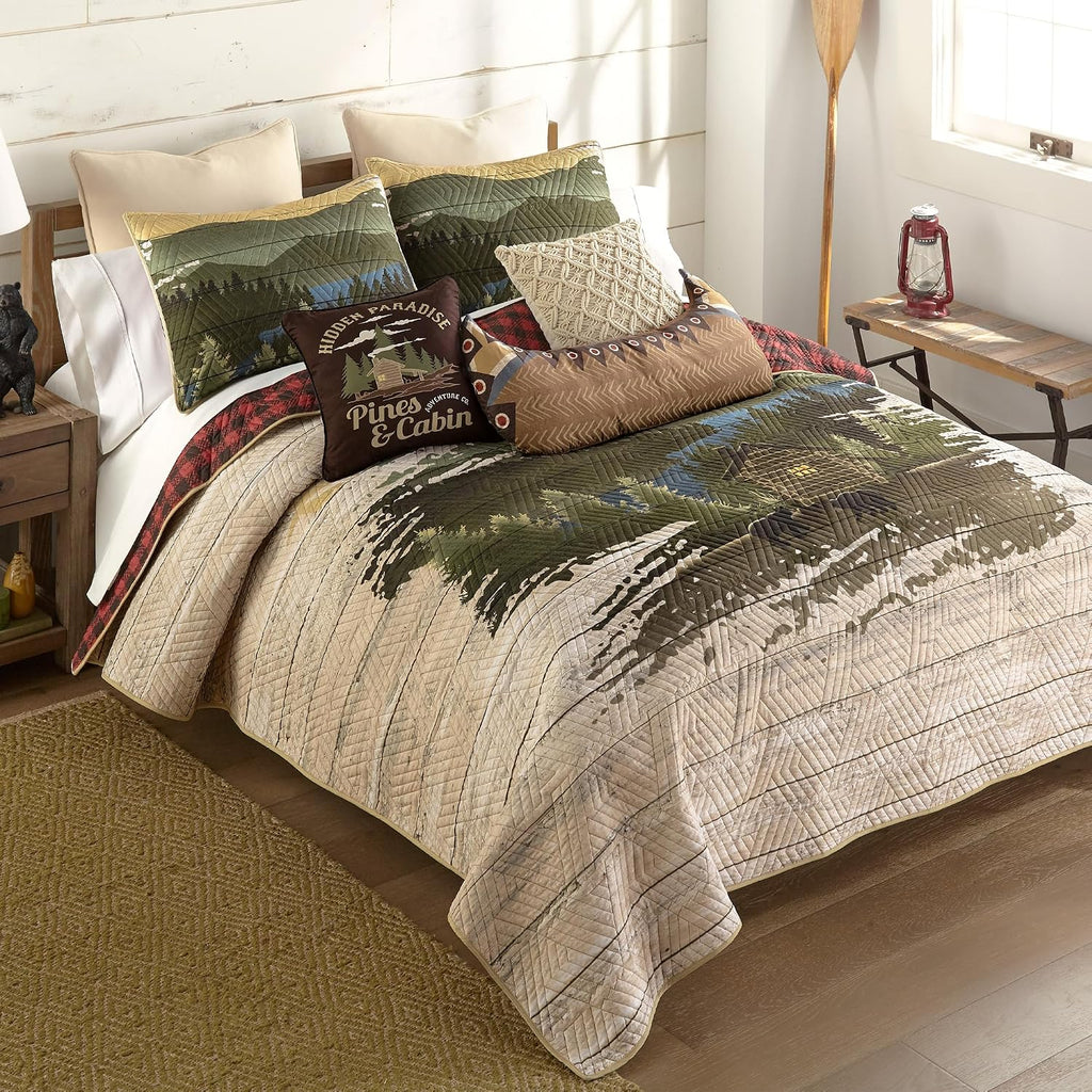 Donna Sharp Allegheny Polyester Quilted Bedding Set - 3-Piece Queen Size Quilt Set - Includes 1 Quilt and 2 Pillow Shams - Machine Washable - Perfect for Rustic Decor
