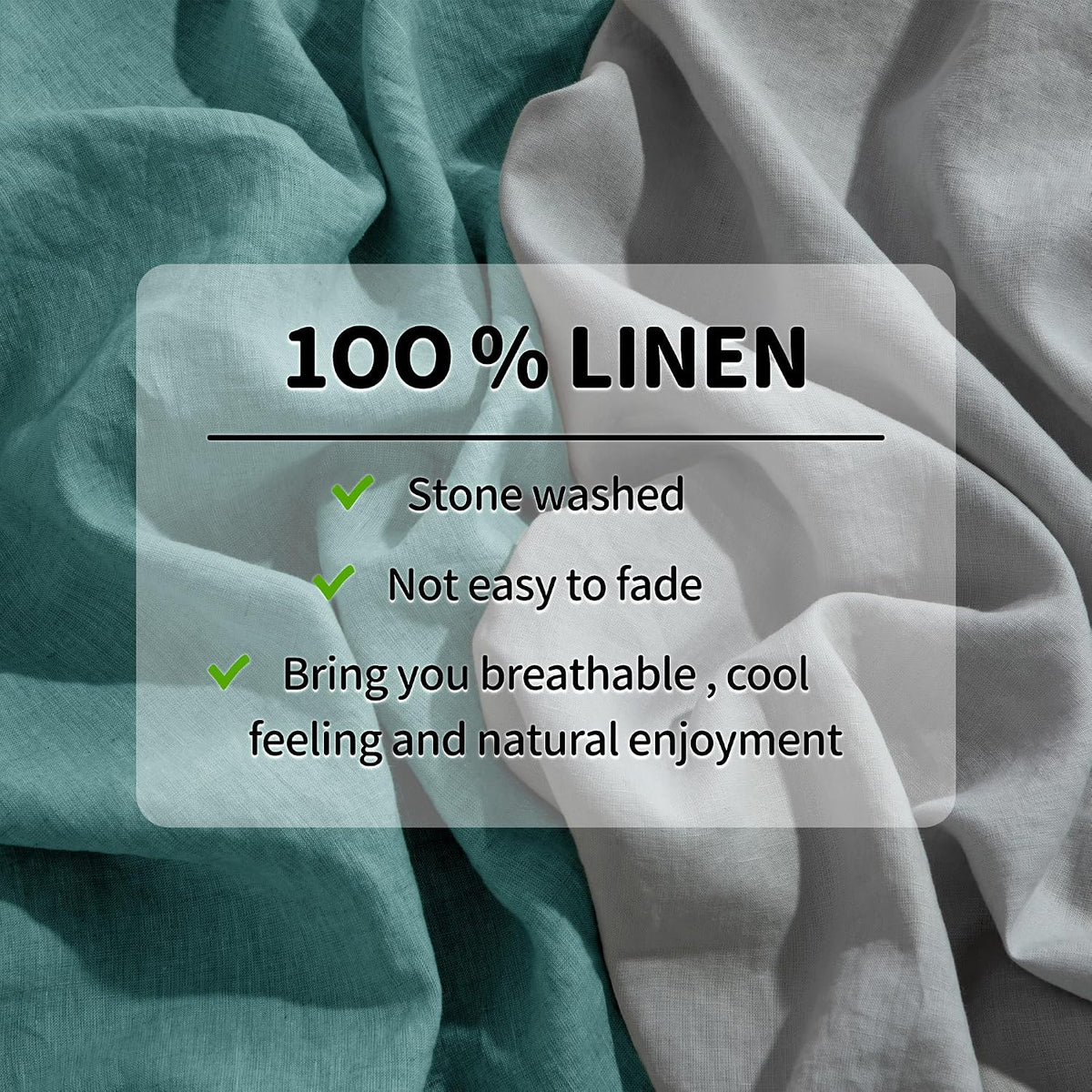 LBRO2M 100% Pure Linen Sheet Set Deep Pocket Up to 16' Bed Sheets Sets, Natural Flax Beddings Soft, Breathable, Comfortable for All Seasons Twin XL Size, Aqua