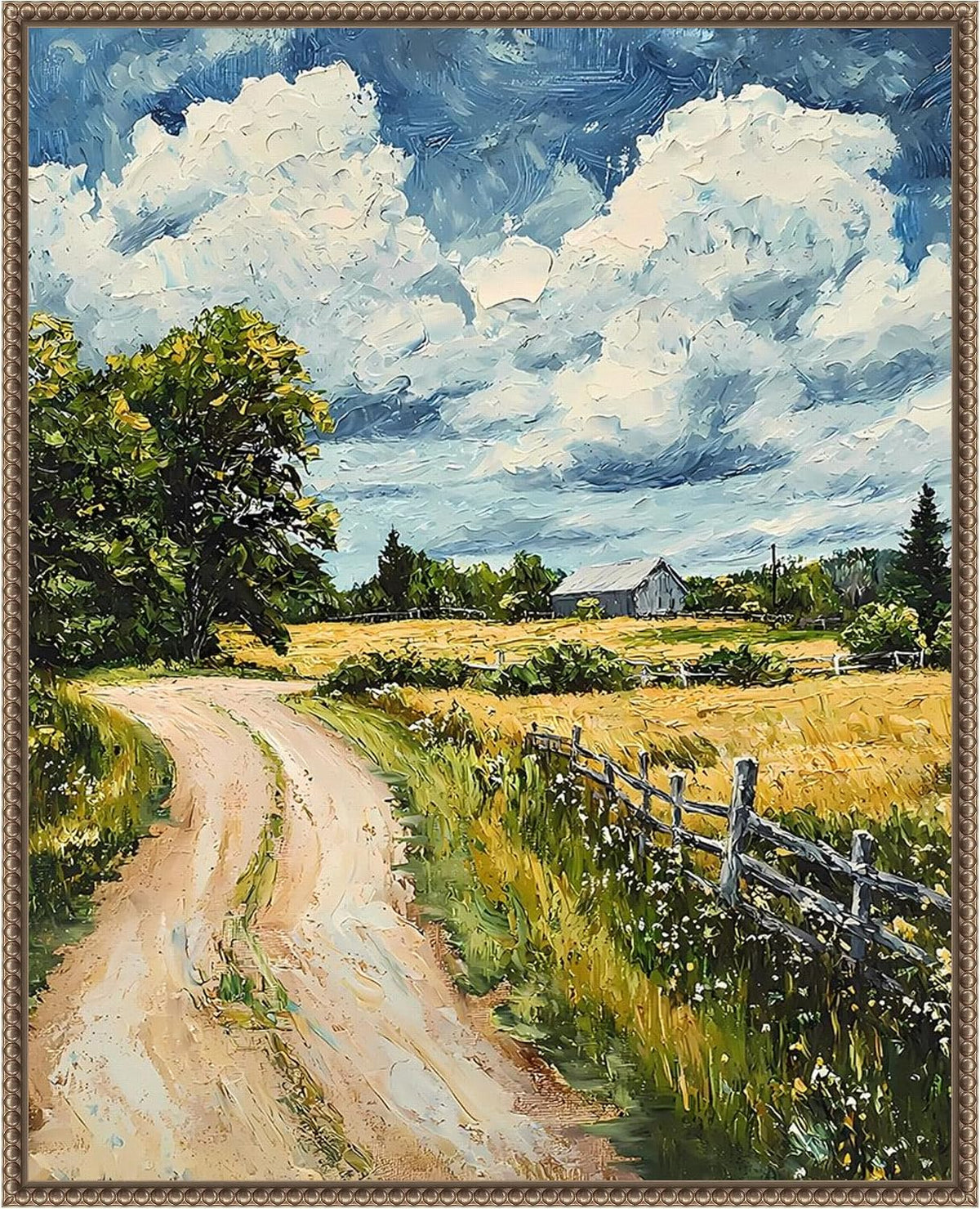 Amanti Art Framed Canvas Wall Art 28x23 Impasto Rural Path by Walker Noble, Framed Wall Art Canvas, Landscapes Artwork, Traditional Decor, Medium Poster Painting for Living Room, Bedroom, Bathroom,