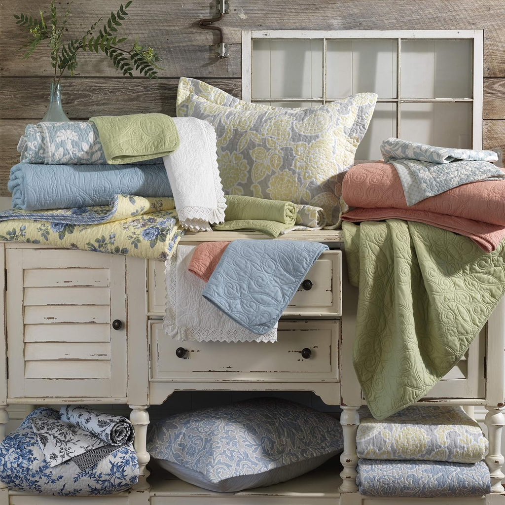 Laura Ashley - King Quilt Set, Soft & Reversible Cotton Floral Bedding with a Medium Weight Feel, 3 Piece Bed Set with Matching Pillowcases (Walled Garden Blue)