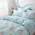 FADFAY Bed in a Bag Set 7-Pieces Shabby Floral Bedding Set King Size Premium 100% Cotton Hydrangea French Country Deep Pocket Sheets Zipper Duvet Cover Pillowcase Set