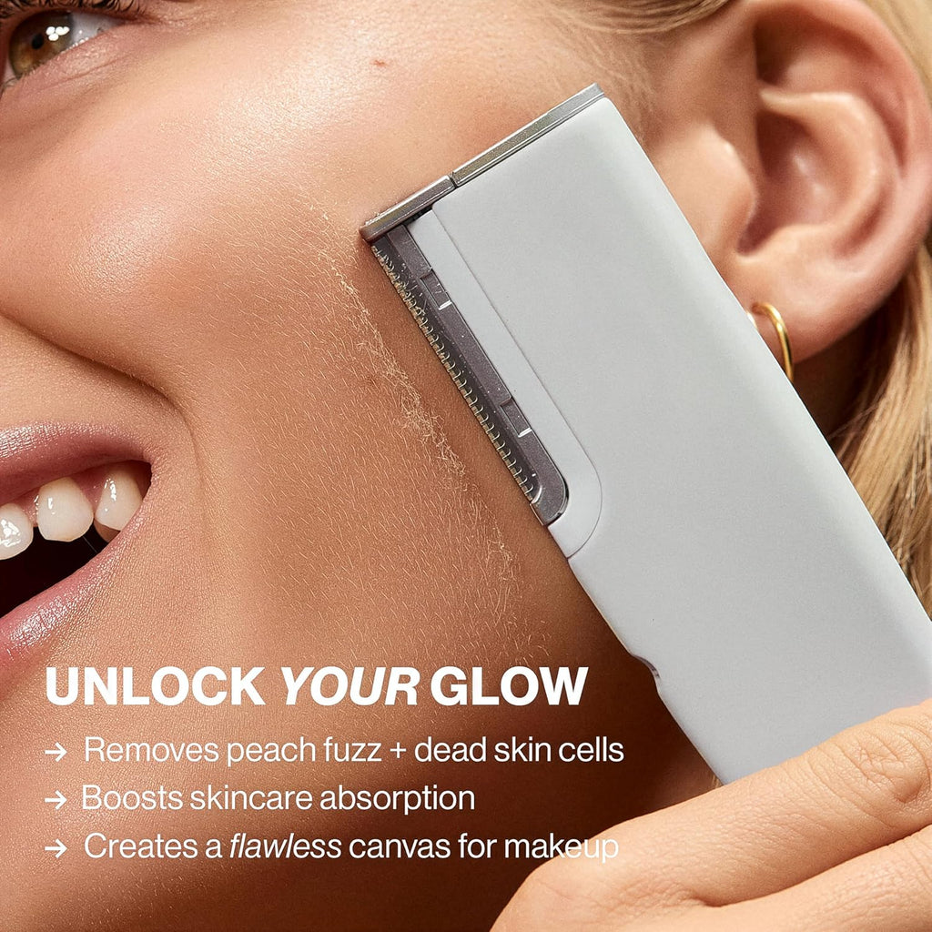 DERMAFLASH LUXE+ Sonic Dermaplaning Tool for Face Peach Fuzz Removal, Anti-Aging and Exfoliation