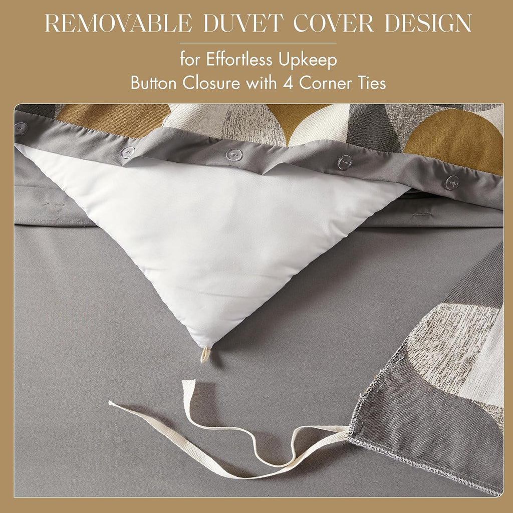 Madison Park Queen Comforter Set Jacquard Scandinavian Geometric Oversized Comforters Queen Size Bed, All Season Bedding Queen Size Comforter, Shams, Pillows, Cirque, Queen Gold 8 Piece