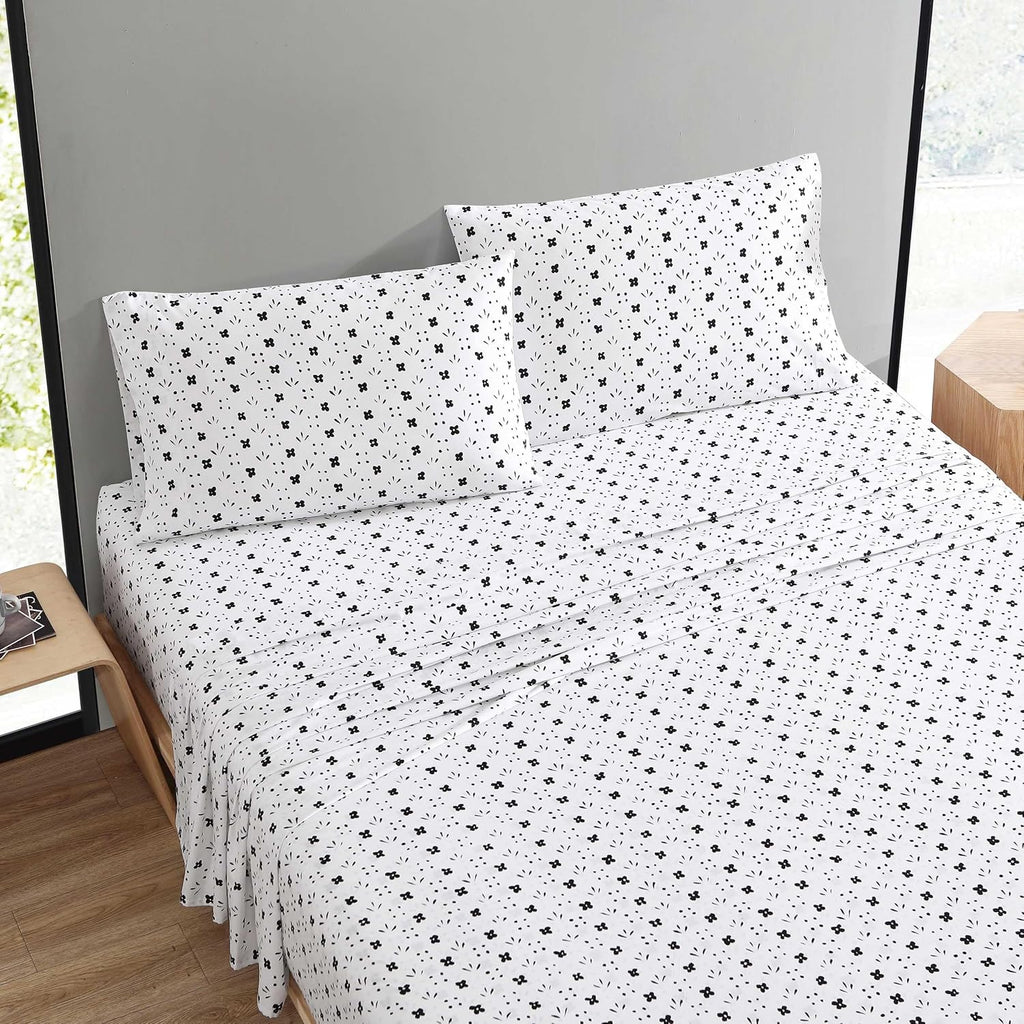 Marimekko - Queen Sheet Set, Premium Cotton Percale Bedding Set with Matching Shams, Lightweight & Breathable Bed Essentials (Kukkaketo Black, Queen)