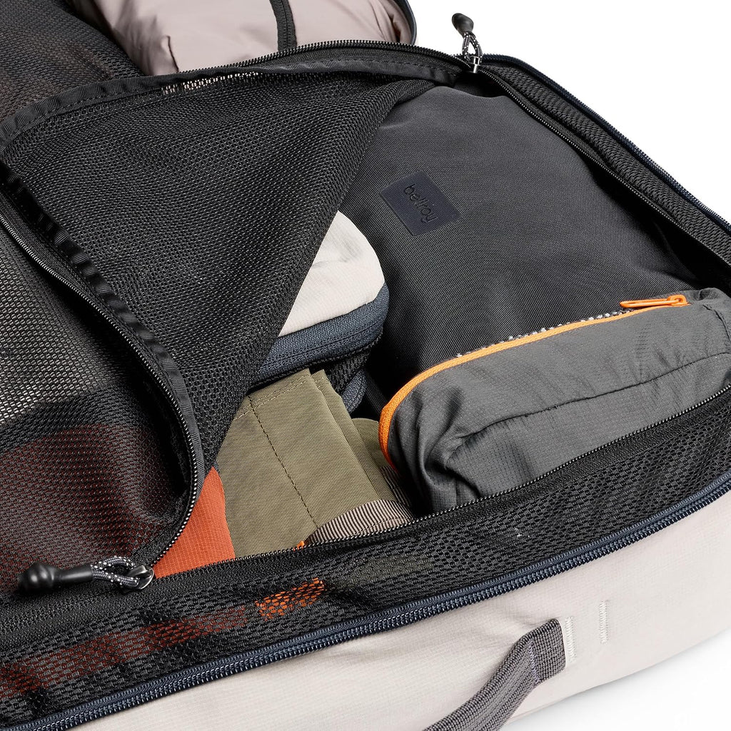 Bellroy Lite Travel Pack 38L (carry-on backpack, large travel backpack for international travelers, with laptop pocket, interior packing cells and tuck-away shoulder straps) - Ash