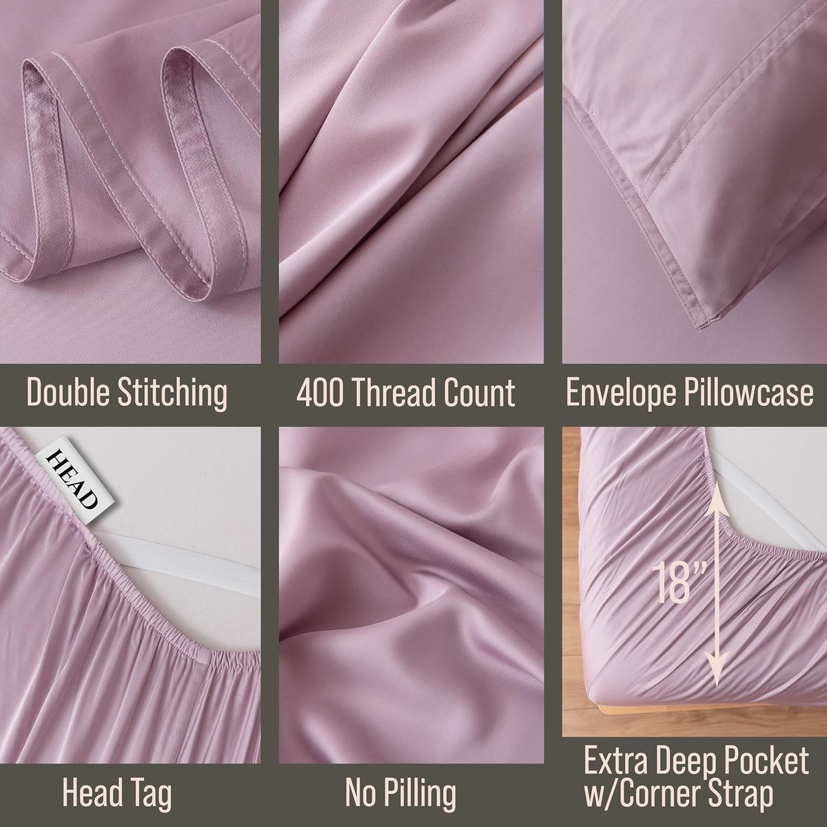 Bella Coterie Luxury Bamboo Viscose King Size Sheet Set | 100% Organically Grown | Ultra Soft | Cooling for Hot Sleepers | 18' Deep Pocket [Lilac]
