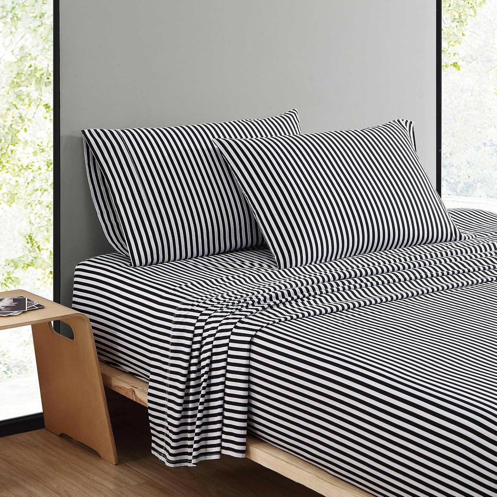 Marimekko - Full Sheet Set, Premium Cotton Percale Bedding Set with Matching Shams, Lightweight & Breathable Bed Essentials (AJO Black, Full)